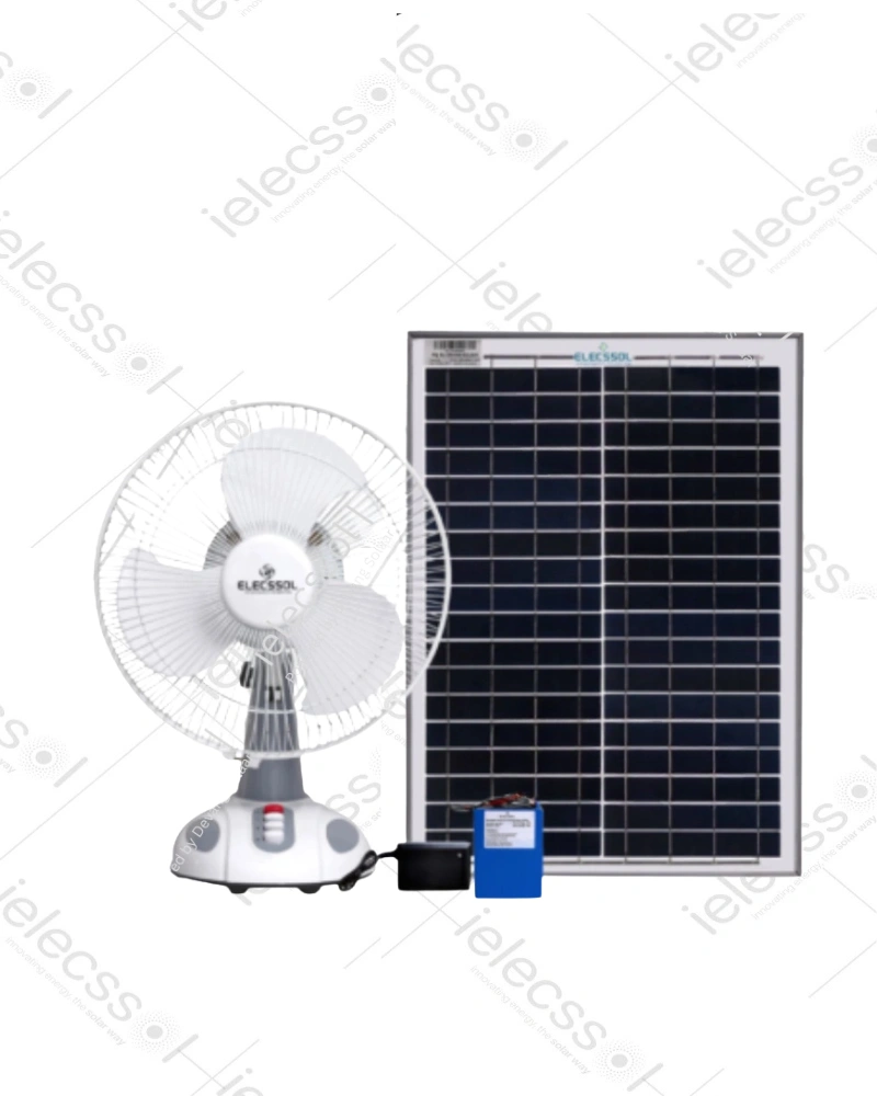 ielecssol 9Watt Operated Table Fan with Lithium Battery, 40 Watt Solar Panel