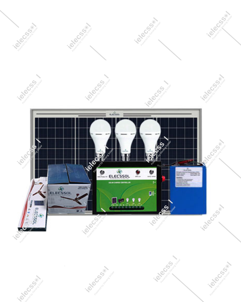 ielecssol  – Solar Home Lighting System with Mobile Charging and Ceiling Fan – Savera
