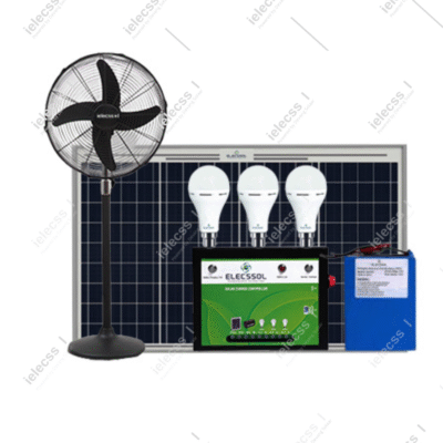 ielecssol Solar Home Lighting System with Mobile Charging and Pedestal Fan- Savera